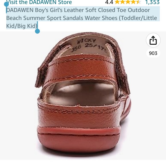 DADAWEN Leather Soft Closed Toe Outdoor Beach Summer Sandals Shoes - Picture 5 of 7